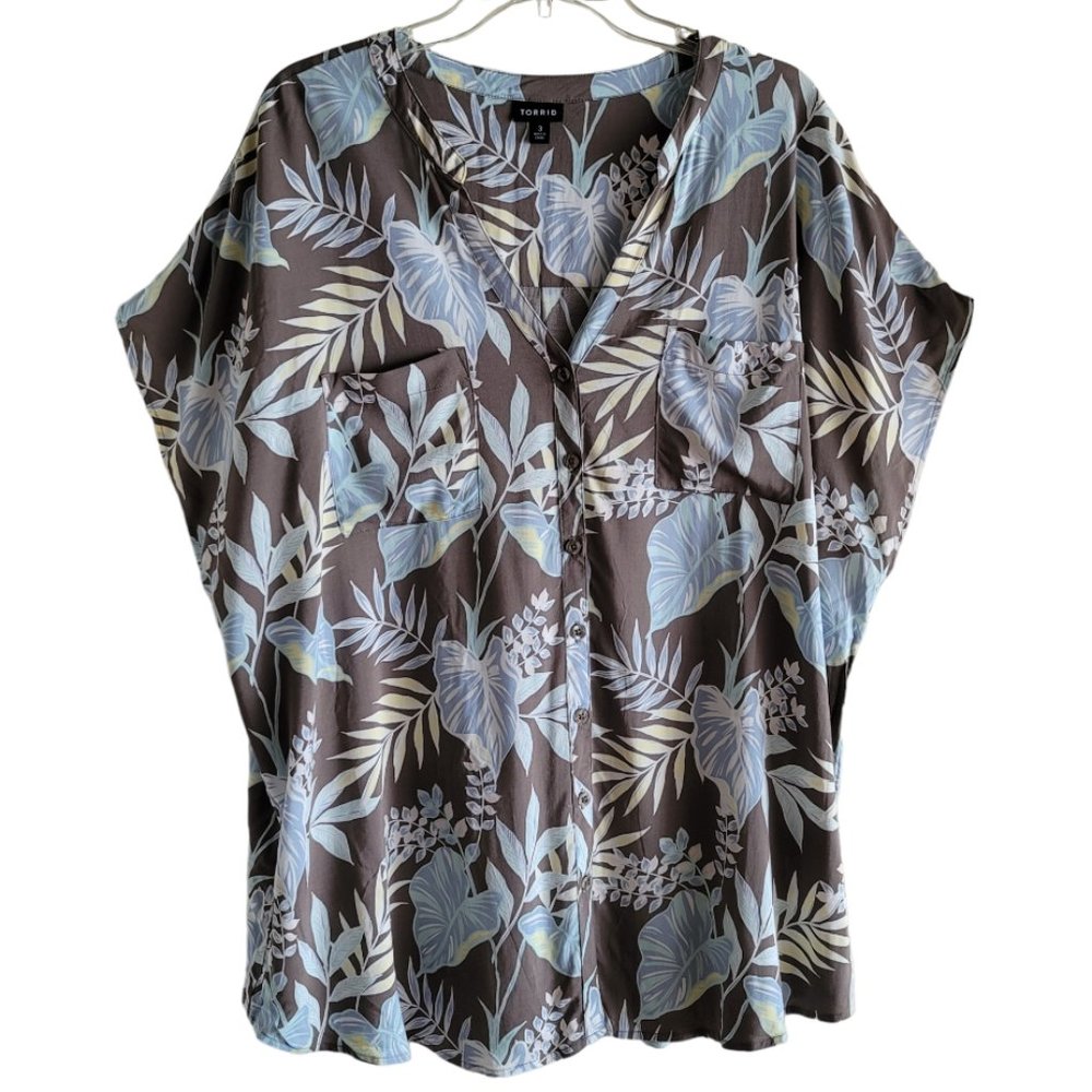 Torrid Challis Button-Front Dolman Sleeve Top